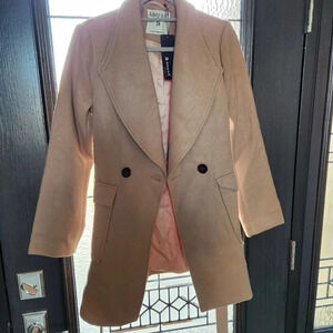 New S Beige Ladies Coat With Waist Tie